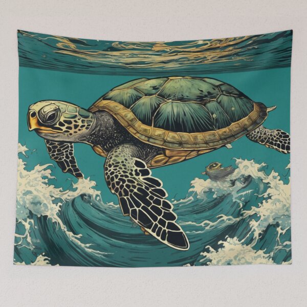 Item preview, Japanese-inspired Sea Turtle Art Form #2 designed and sold by NickWhittleArt.
