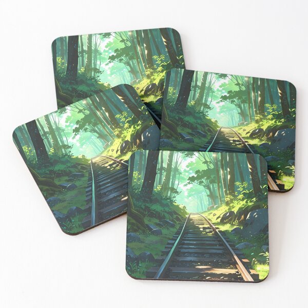 Item preview, Railway Scenery in Luminous Forest Anime Style designed and sold by Landscape-Anime.