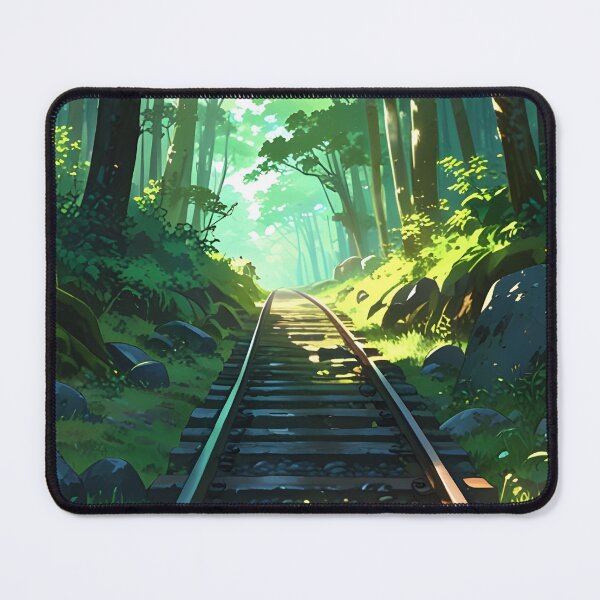 Item preview, Railway Scenery in Luminous Forest Anime Style designed and sold by Landscape-Anime.