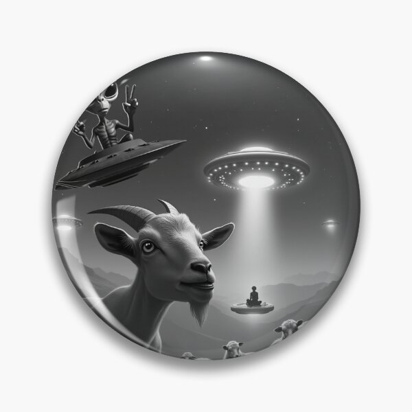 Item preview, Cool Alien with Goat UFO Animal Selfie: A fun and hilarious pattern featuring animals taking selfies with aliens during an unexpected encounter. designed and sold by Camel & Quirk.