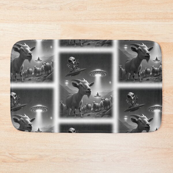 Item preview, Cool Alien with Goat UFO Animal Selfie: A fun and hilarious pattern featuring animals taking selfies with aliens during an unexpected encounter. designed and sold by Grang Art Artistic Designs.