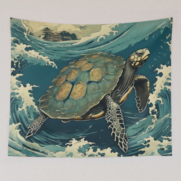Item preview, Japanese-inspired Sea Turtle Art Form #3 designed and sold by NickWhittleArt.