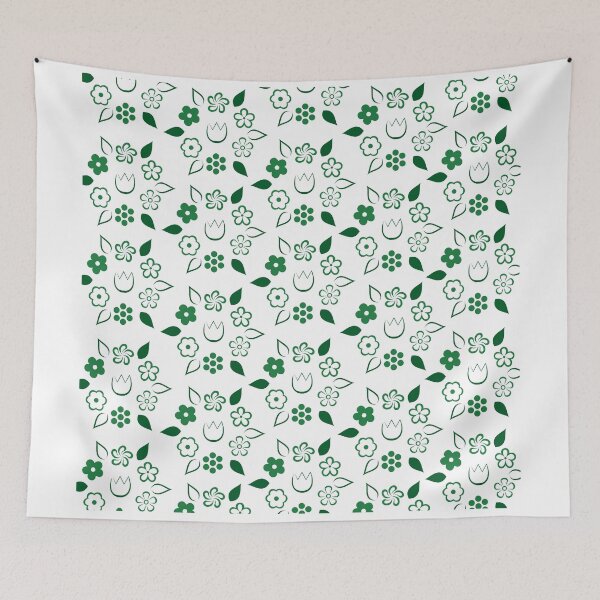 Item preview, Floral Emerald Forest Green Spring Flower Lattice Pattern designed and sold by amgraphics.