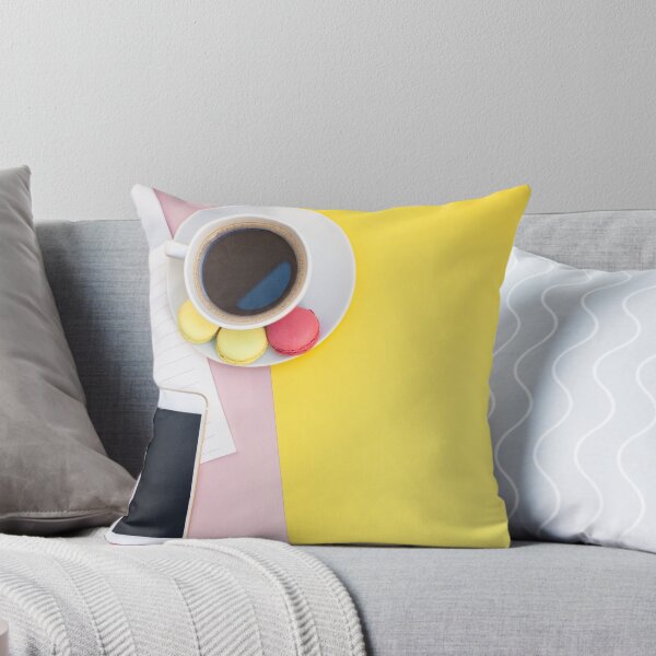 Item preview, Creative flat lay with coffee cup and macaroons designed and sold by dvoevnore.