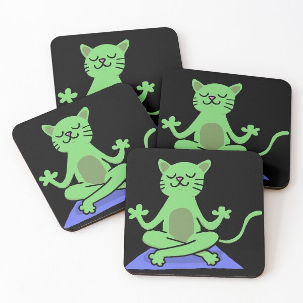 Item preview, Green Easy Pose Yoga Cat designed and sold by squigglypaw.