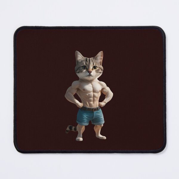 Item preview, Muscular Cat Bodybuilder in Shorts - Funny Ripped Cat Art designed and sold by NileNova.