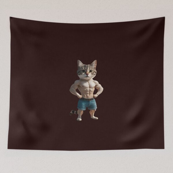 Item preview,  Muscular Cat Bodybuilder in Shorts - Funny Ripped Cat Art designed and sold by NileNova.
