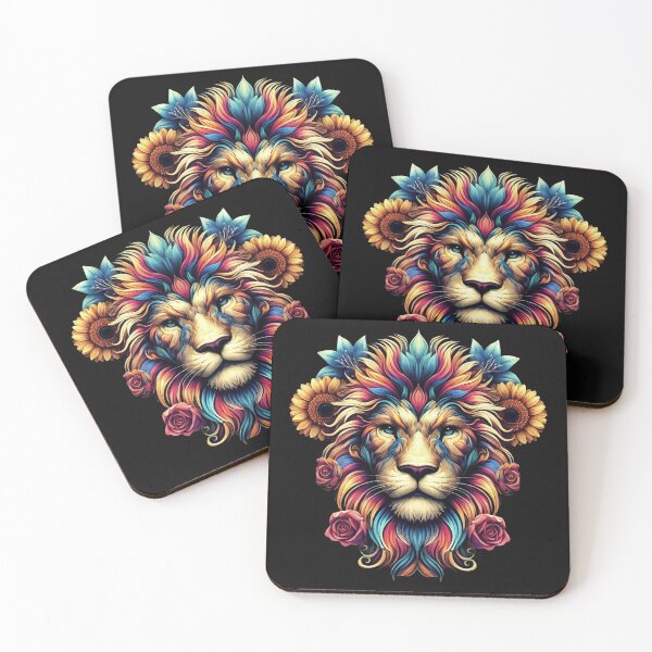 Item preview, Lion Sunflower Roses Colourful Lion in Flowers Magical Fairy designed and sold by alenaz.