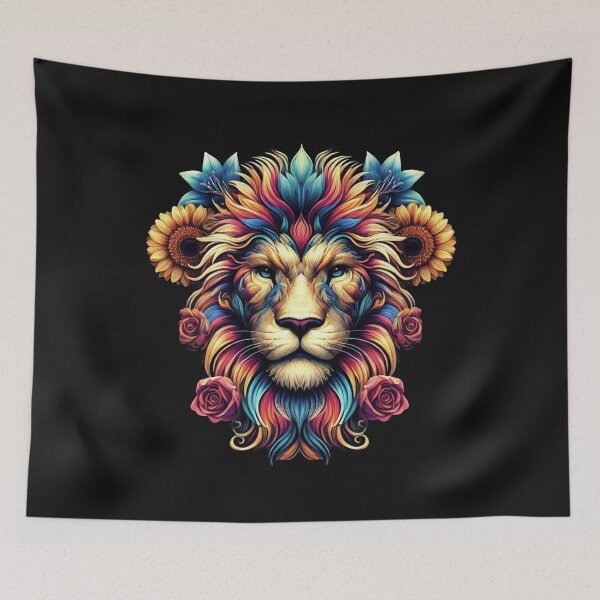 Item preview, Lion Sunflower Roses Colourful Lion in Flowers Magical Fairy designed and sold by alenaz.