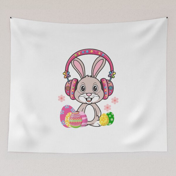Item preview,  Happy easter rabbit in headphones, listening to music, Rabbit Music Lover, Music Lovers designed and sold by KolorellaS.