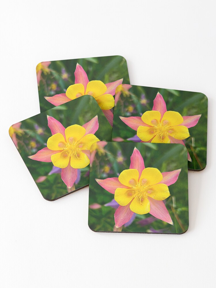 Thumbnail 1 of 5, Coasters (Set of 4), Columbine Flower designed and sold by RocDrAdventures.