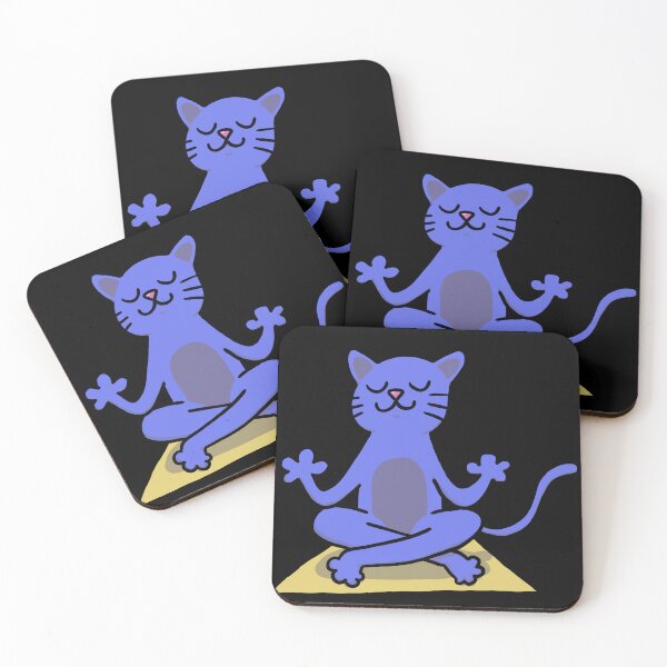 Item preview, Blue Easy Pose Yoga Cat designed and sold by squigglypaw.