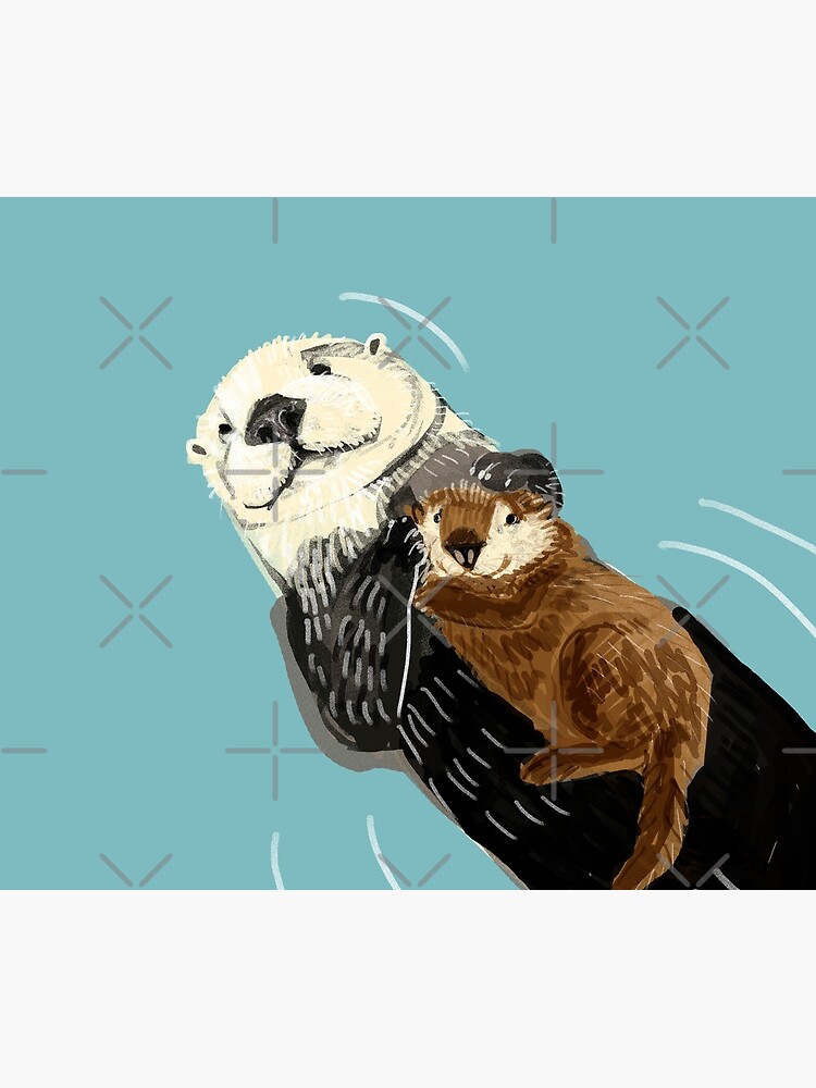 Thumbnail 6 von 6, Fleecedecke, Alaska-Seeotter-Mutter und Baby designt und verkauft von belettelepink.