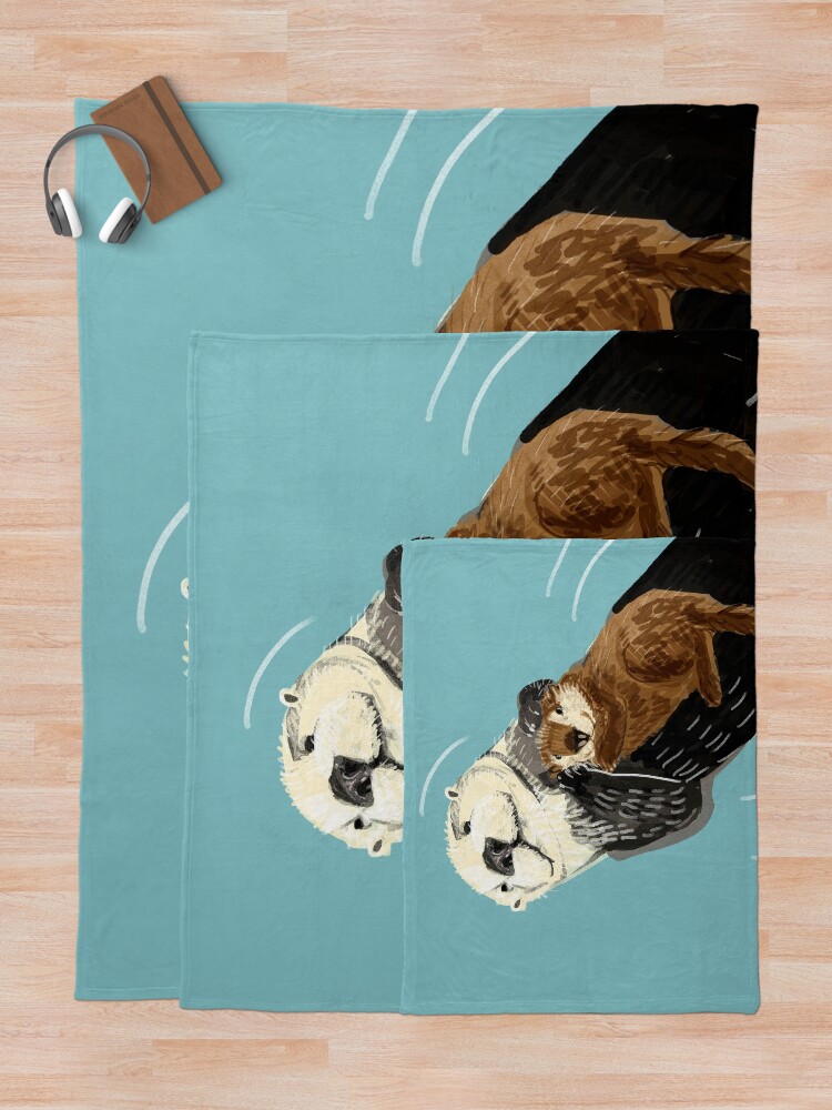 Thumbnail 5 von 6, Fleecedecke, Alaska-Seeotter-Mutter und Baby designt und verkauft von belettelepink.