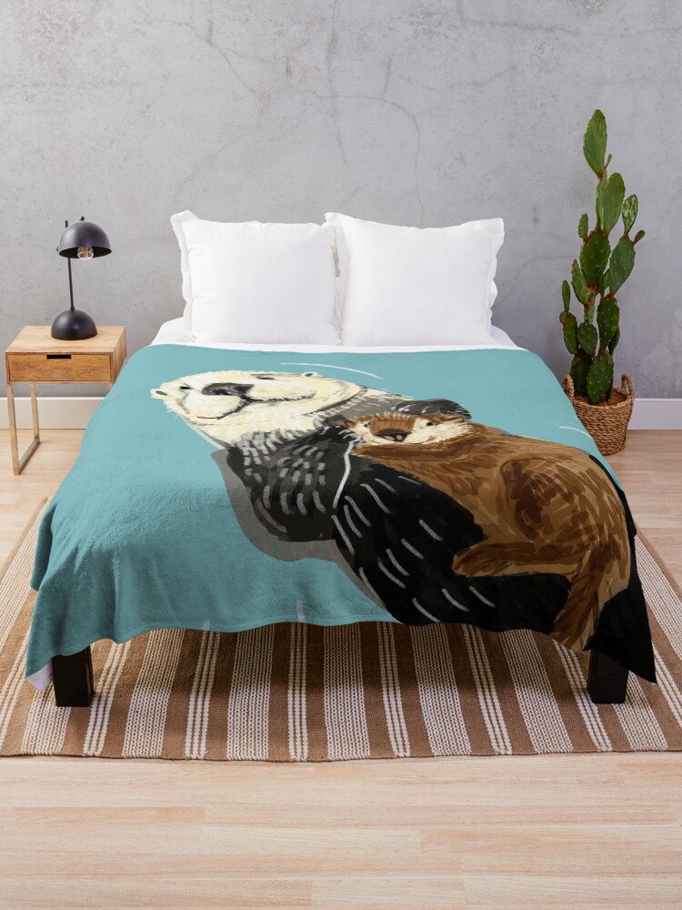 Thumbnail 1 von 6, Fleecedecke, Alaska-Seeotter-Mutter und Baby designt und verkauft von belettelepink.
