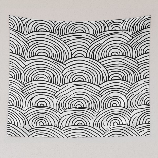 Item preview, An intricate black-and-white pattern design of spiraling waves. designed and sold by HEMRO.