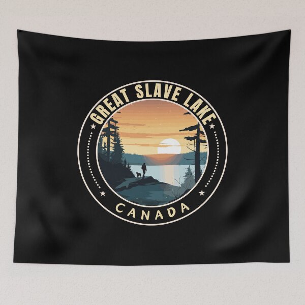 Item preview, Great Slave Lake in Northwest Territories Canada Retro Travel Art Emblem designed and sold by MaateoDesign.