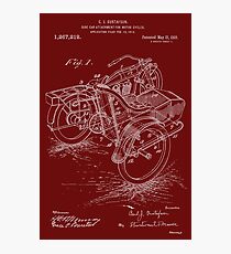Patent Blueprint - 1918 Sidecar For A Motorcycle Photographic Print