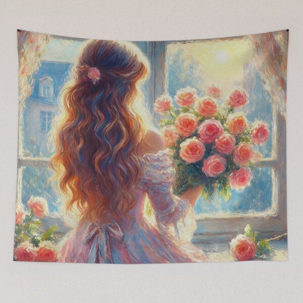 Item preview, The Girl with roses at the window designed and sold by aleksandr13.