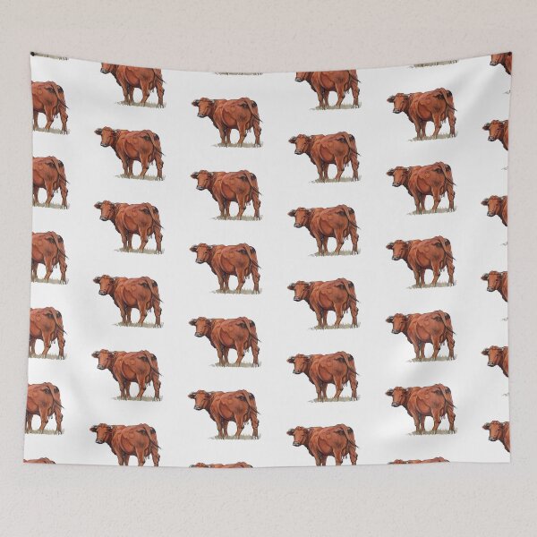 Item preview, Sturdy Red Beef Cow Freehand Digital Illustration, Farm Animal designed and sold by JoyfulWhimsy.