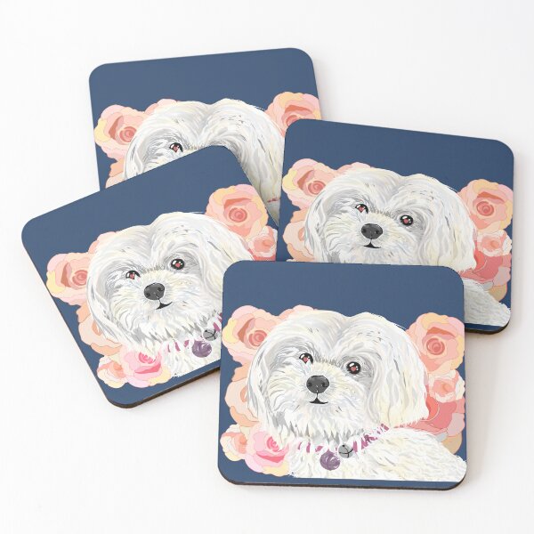 Item preview, White Maltese Dog Portrait designed and sold by Dancesevillanas.
