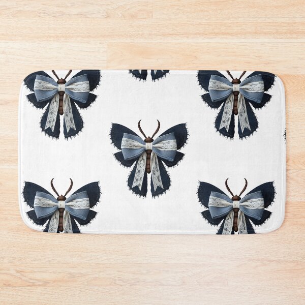 Item preview, Denim Moth x Butterfly Fusion Bow - Elegance in Textiles and Nature - Pattern designed and sold by pixelated_echoes.