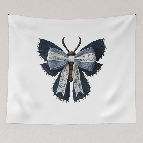Item preview, Denim Moth x Butterfly Fusion - Elegance in Textiles and Nature designed and sold by pixelated_echoes.
