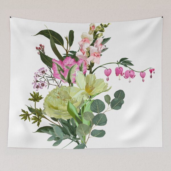 Item preview, Hand drawn illustration of a beautiful peonies and tropical flowers , eucaliptus branch bouquet. designed and sold by MatyKotiv.