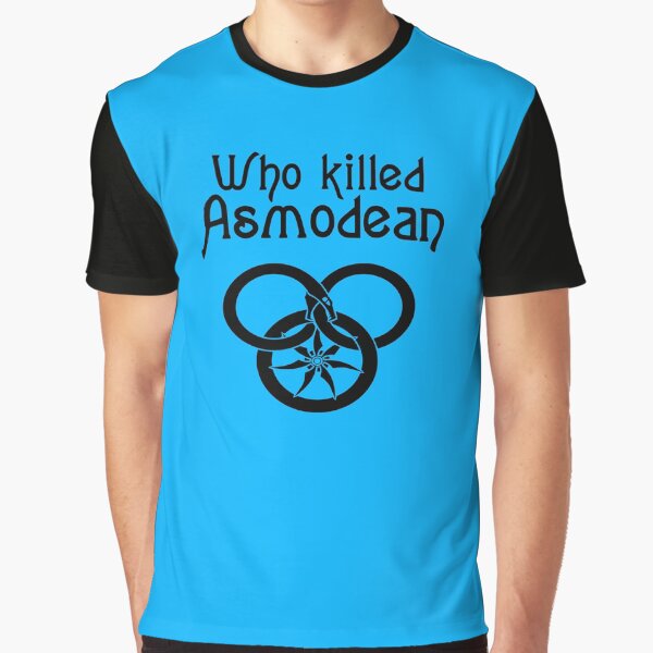 Artikel-Vorschau von Wer hat Asmodean getötet? (schwarzer Text), designt und verkauft von Murderbunnytees.