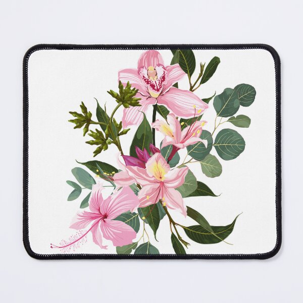 Item preview, Hand drawn illustration of a beautiful pink tropical flowers, eucaliptus branch bouquet. designed and sold by MatyKotiv.