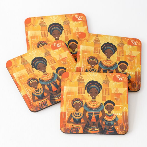 Item preview, Vibrant African Family Portrait in Tribal Patterns designed and sold by Artessie.