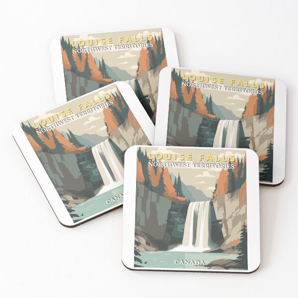 Item preview, Louise Falls in Northwest Territories Canada Retro Travel Art Emblem designed and sold by MaateoDesign.