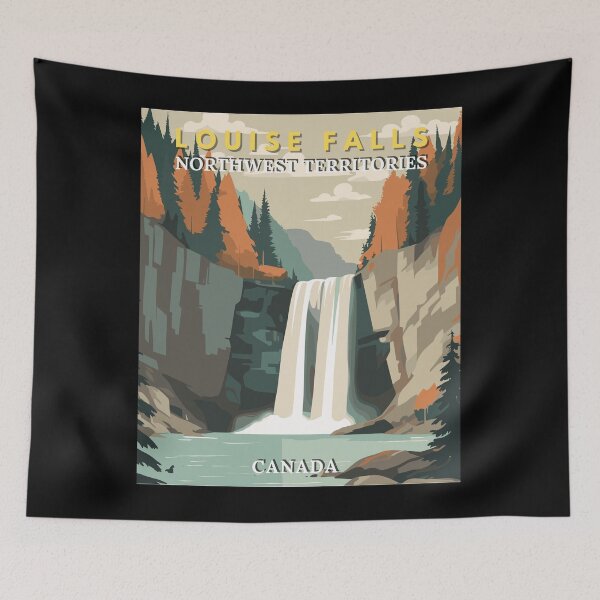 Item preview, Louise Falls in Northwest Territories Canada Retro Travel Art Emblem designed and sold by MaateoDesign.
