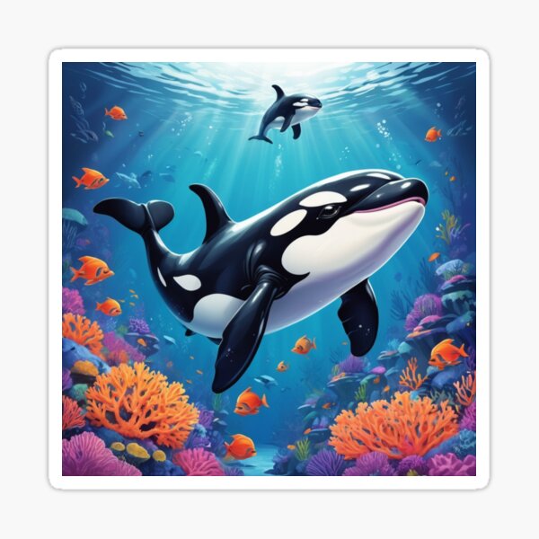 Artikel-Vorschau von Verspielte Orcas in einem lebendigen Korallenriff, designt und verkauft von Aishasbags.