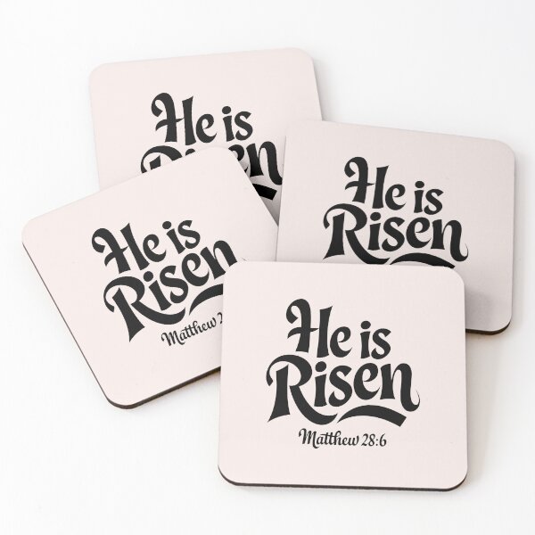Item preview, He Is Risen Matthew 28:6 | Calligraphy Bible Verses Christian Faith Inspirational Design designed and sold by  KnitLuv.
