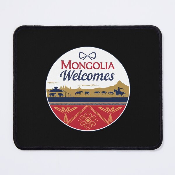 Item preview, Mongolia Welcomes Flag Map Ulaanbaatar, steppe, Gobi designed and sold by AnimalsDH305.