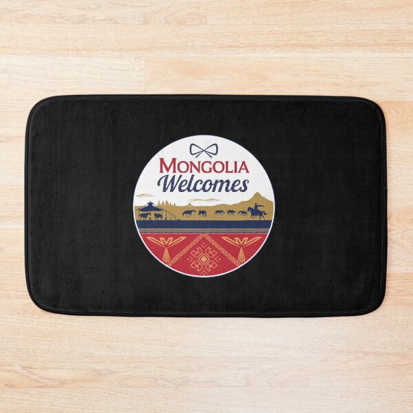 Item preview, Mongolia Welcomes Flag Map Ulaanbaatar, steppe, Gobi designed and sold by AnimalsDH305.