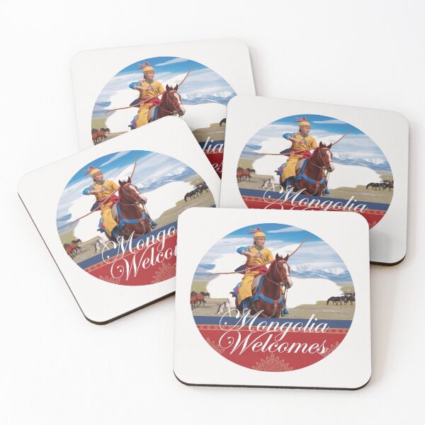 Item preview, Mongolia Welcomes Flag Map Ulaanbaatar, steppe, Gobi designed and sold by AnimalsDH305.