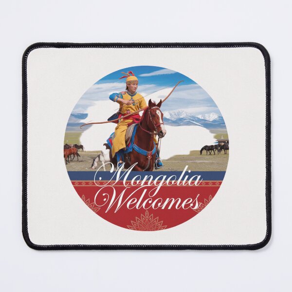 Item preview, Mongolia Welcomes Flag Map Ulaanbaatar, steppe, Gobi designed and sold by AnimalsDH305.