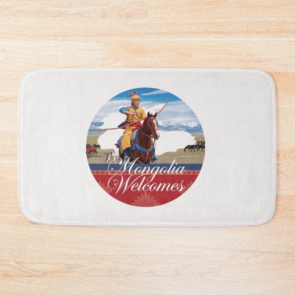 Item preview, Mongolia Welcomes Flag Map Ulaanbaatar, steppe, Gobi designed and sold by AnimalsDH305.