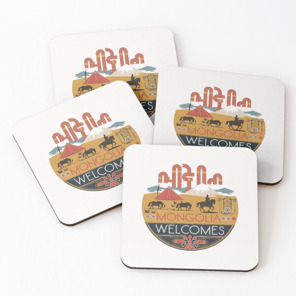 Item preview, Mongolia Welcomes Flag Map Ulaanbaatar, steppe, Gobi designed and sold by AnimalsDH305.