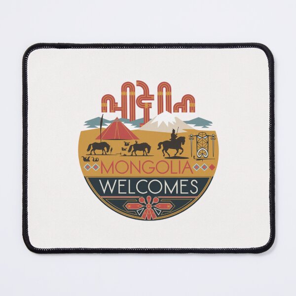 Item preview, Mongolia Welcomes Flag Map Ulaanbaatar, steppe, Gobi designed and sold by AnimalsDH305.