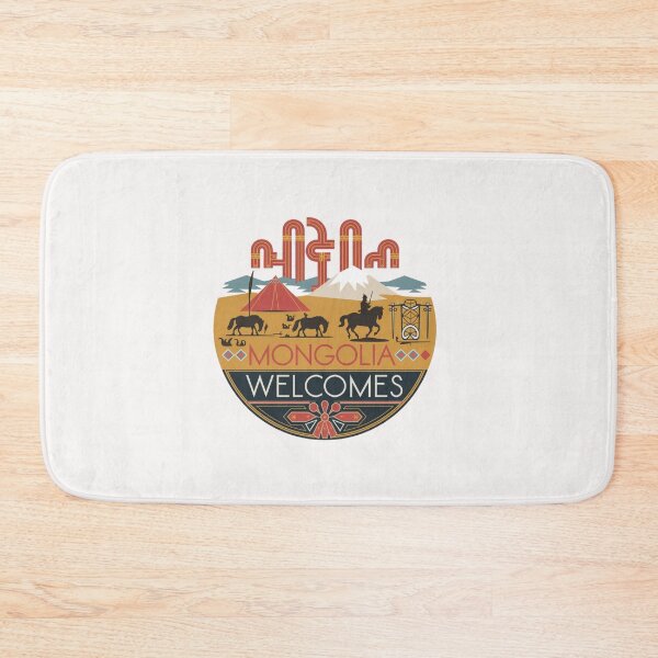 Item preview, Mongolia Welcomes Flag Map Ulaanbaatar, steppe, Gobi designed and sold by AnimalsDH305.