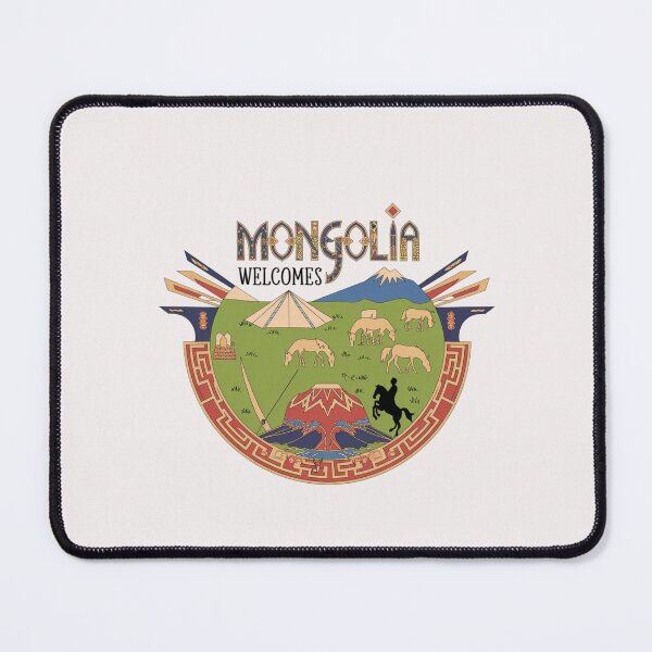 Item preview, Mongolia Welcomes Flag Map Ulaanbaatar, steppe, Gobi designed and sold by AnimalsDH305.
