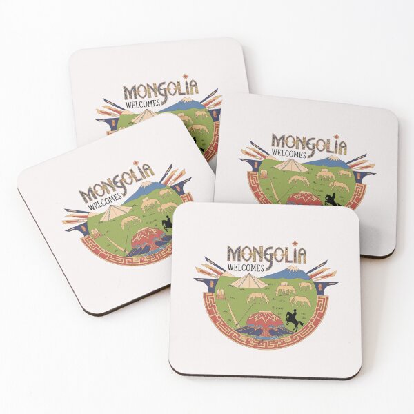 Item preview, Mongolia Welcomes Flag Map Ulaanbaatar, steppe, Gobi designed and sold by AnimalsDH305.