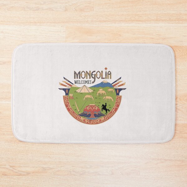 Item preview, Mongolia Welcomes Flag Map Ulaanbaatar, steppe, Gobi designed and sold by AnimalsDH305.
