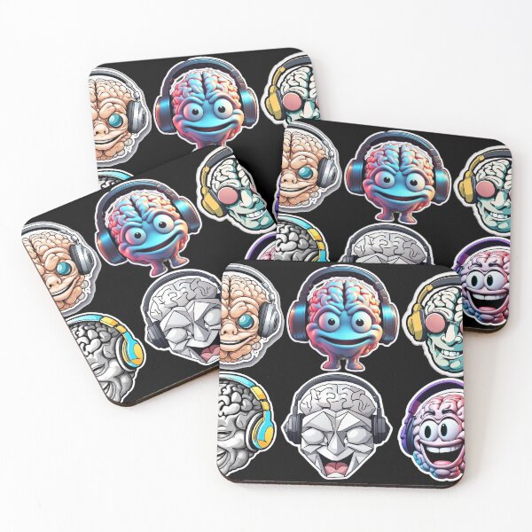 Item preview, Headphones to Brain - Zany Brainz - 6 Pack Stickers designed and sold by HauntedOpera.