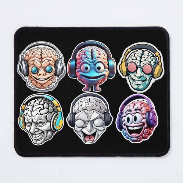 Item preview, Headphones to Brain - Zany Brainz - 6 Pack Stickers designed and sold by HauntedOpera.