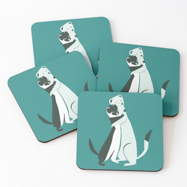 Item preview, Weasel hugs pattern in teal designed and sold by belettelepink.