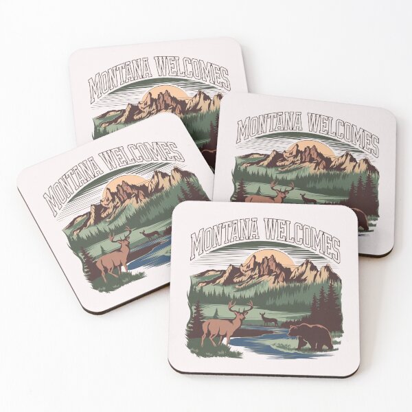 Item preview, Montana Welcomes Flag Map Yellowstone National Park, Rocky Mountains designed and sold by AnimalsDH305.